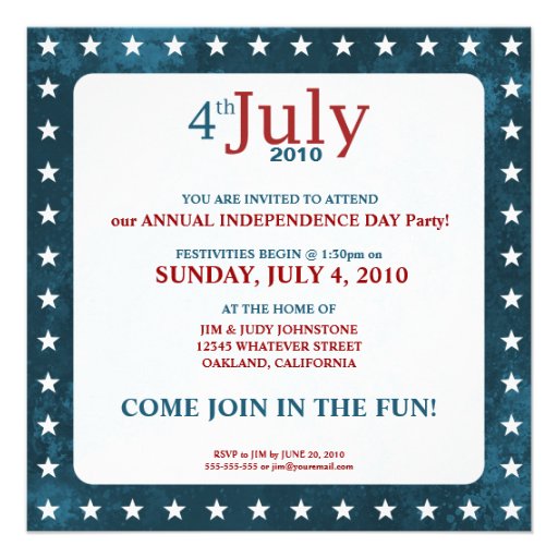 4th of July Independence Day | Party Invitations (front side)