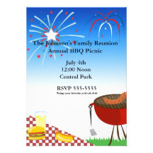 4th of july independence picnic bbq invitation