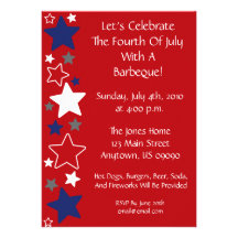 4th Of July Invitation (Red White And Blue Stars)