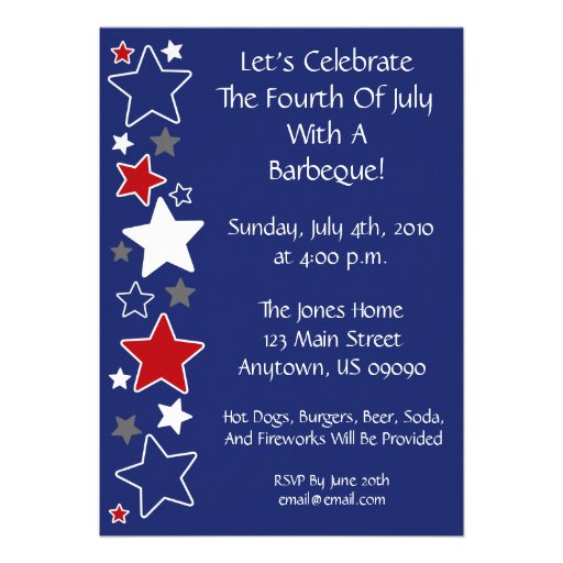 4th Of July Invitation (Red White And Blue Stars)