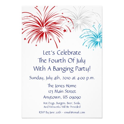 4th Of July Invitation (Star Spangled Fireworks) (front side)