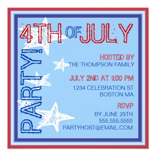 4th of July Modern Stars Party Invitation