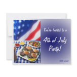 4th of July Party Invitation, Burgers & Flag