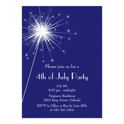 4th of July Party Invitation with Sparklers