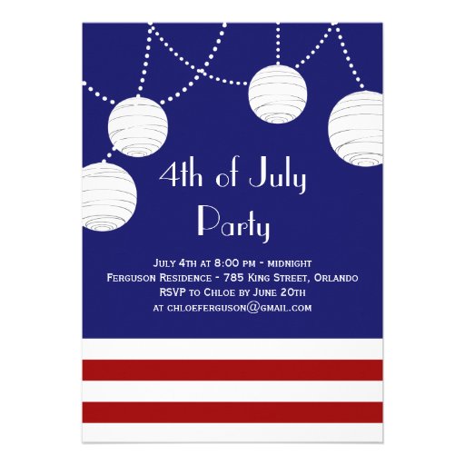 4th of July Party Lanterns Invitation (front side)