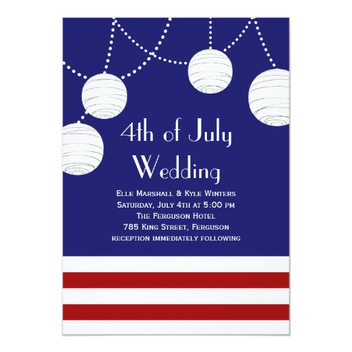 4th of july party lanterns wedding invitation zazzle july 4th wedding invitations