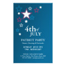 4th of July Patriot Party Flyer - Customizable flyer template with patriotic theme for Independence Day / 4th of July celebration party, featuring American stars on red, white and blue.