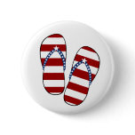 4th of July Patriotic American Flag Flip Flops Pinback Button
