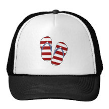 4th of July Patriotic American Flag Flip Flops Trucker Hats