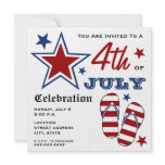 4th of July Patriotic American Flag Flip Flops Invites