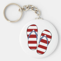 4th of July Patriotic American Flag Flip Flops Key Chains