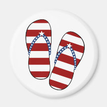 4th of July Patriotic American Flag Flip Flops Refrigerator Magnets