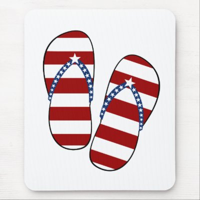 4th of July Patriotic American Flag Flip Flops Mousepads by thepinkschoolhouse