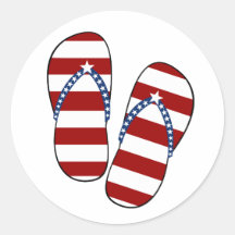 4th of July Patriotic American Flag Flip Flops Sticker