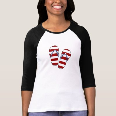 4th of July Patriotic American Flag Flip Flops T-shirts