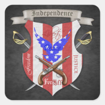 4th of July Patriotic Freedom Crest Stickers