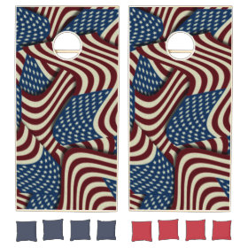 4TH Of July Red White And Blue American Flags Cornhole Sets