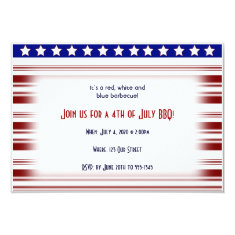   4th of July Red White and Blue Candystripe 3.5x5 Paper Invitation Card
