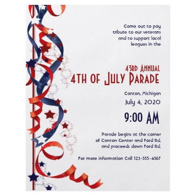 4th of July Red White and Blue Ribbons and Stars Flyer by NoteableExpressions