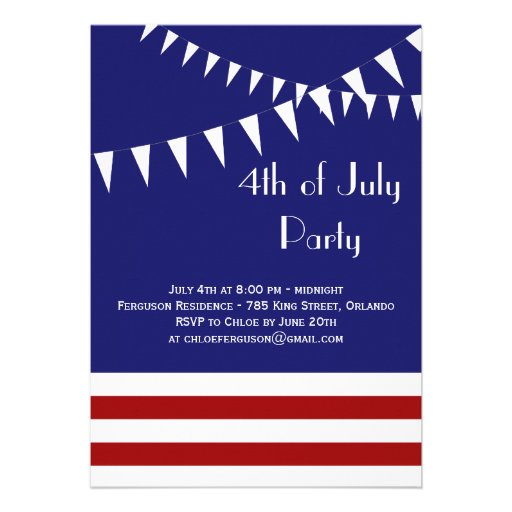 4th of July Red, White & Blue Party Invitation