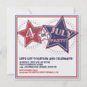 4th of July Red White Blue Stars Party Invitation invitation