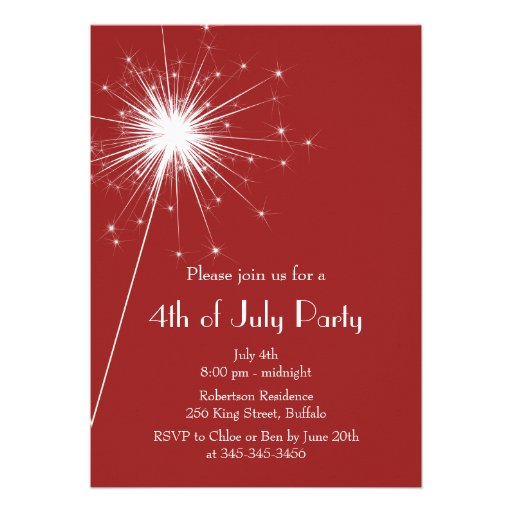 4th of July Sparkles Party Invitation (front side)