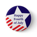 4th of July star stripe red white blue custom button