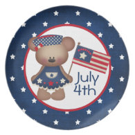 4th Of July Teddy Bear Plate