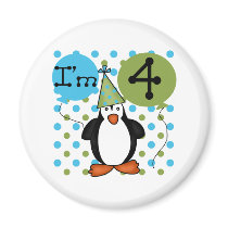 4th Penguin Birthday magnets