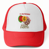 4th Pizza Party Birthday Tshirts and Gifts hats