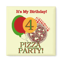 4th Pizza Party Birthday Tshirts and Gifts magnets