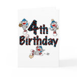 4th Sock Monkey Baseball Birthday Greeting Cards