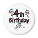 4th Sock Monkey Baseball Birthday magnets