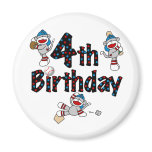 4th Sock Monkey Baseball Birthday Refrigerator Magnets