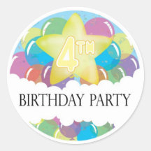 4to Pegatina de la fiesta de cumpleaños