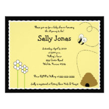 4x5 Bee Happy Bumblebee Baby Shower Invitation