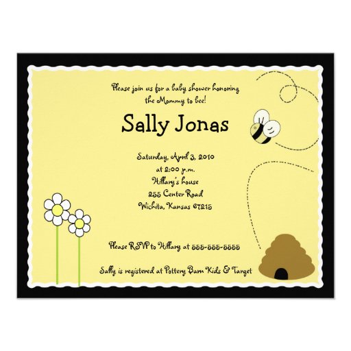 4x5 Bee Happy Bumblebee Baby Shower Invitation (front side)