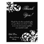 4x5 FLAT Thank you Card Black White Floral Filigre Announcements