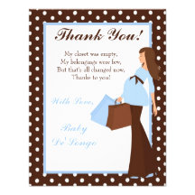4x5 FLAT Thank you Card Blue Mod Mom Polka Dots Custom Invitation