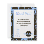 4x5 FLAT Thank You Card Boy Blue Punk Skull Flame Personalized Invitation