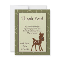 4x5 FLAT Thank You Card Forrest Animal Owl Deer Invite