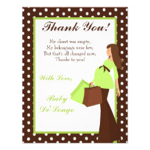 4x5 FLAT Thank you Card Green Mod Mom Polka Dots Custom Announcements