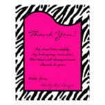 4x5 FLAT Thank you Card Hot Pink Zebra Print Custom Announcements
