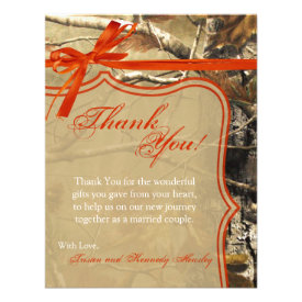 4x5 FLAT Thank You Card Hunters Camoflouge Camo Announcements