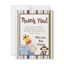 4x5 FLAT Thank You Card Jungle Play Personalized Invitation