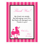 4x5 FLAT Thank you Card Pink Poodle Paris Eiffel Personalized Invite