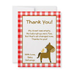 4x5 FLAT Thank You Card Red Barn Farm Animals Personalized Invitation