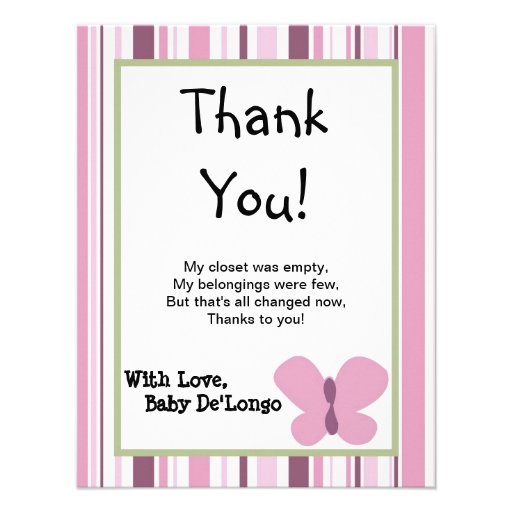 4x5 FLAT Thank You Card Sugar Plum Personalized Invite