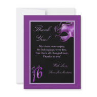 4x5 FLAT Thank you Card Sweet 16 Purple Lilac invitation