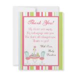4x5 FLAT Thank you Card Tea Party Pink Pastel Flow Custom Announcements